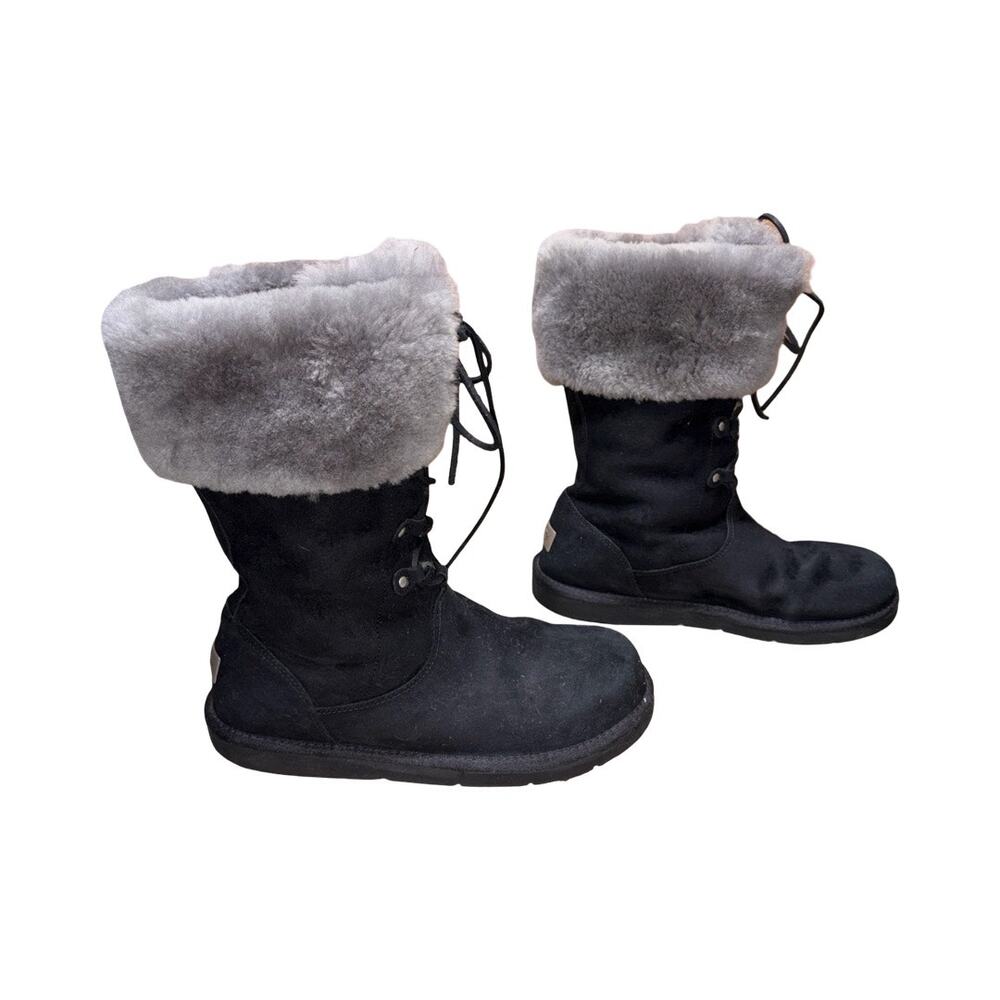 UGG Australia 1892 Montclair Black Suede Leather Shearling Boots  Size: US 11 - Picture 3 of 8